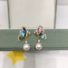 Unique Rose-Butterfly Pearl Earrings