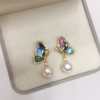 Unique Rose-Butterfly Pearl Earrings