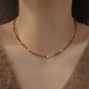 Unique Rose-Golden Sandstone Vintage Layered Necklace Set